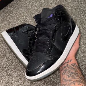 Nike Black and Purple Men's High-Top Sneakers